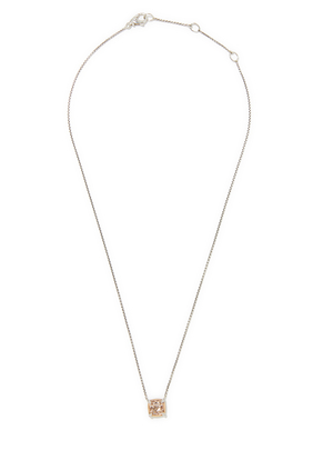 Petite Chatelaine® Pendant Necklace with Morganite, 18K Rose Gold Bezel and Pavé Diamonds